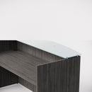 Sheridan Reception Desk 72"W x 36"D with Ultra White Glass Transactional Top - Stone Gray
