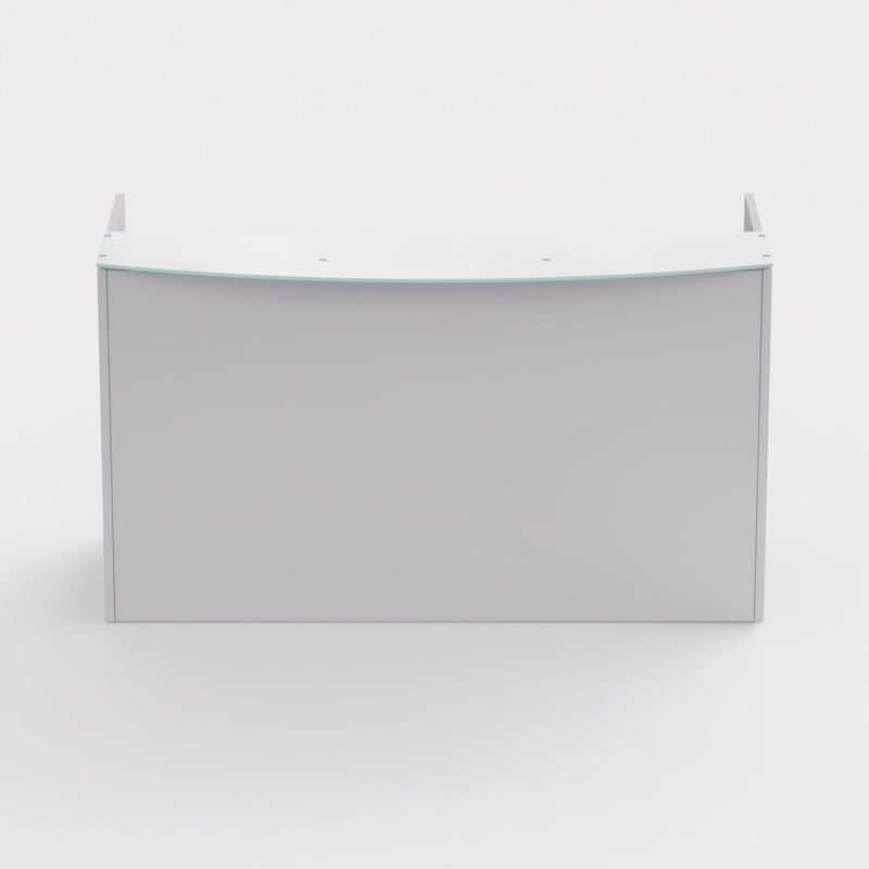 Sheridan Reception Desk 72"W x 36"D with Ultra White Glass Transactional Top - White