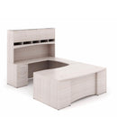 Potenza Bow Front U-Shaped Desk 72"W x 108"D with File/File Cabinet, Laminate Hutch and Laminate Modesty Panel