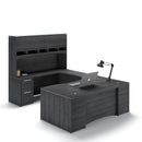 Potenza Bow Front U-Shaped Desk 72"W x 108"D with File/File Cabinet, Laminate Hutch and Laminate Modesty Panel