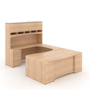 Potenza Bow Front U-Shaped Desk 72"W x 108"D with File/File Cabinet, Laminate Hutch and Laminate Modesty Panel